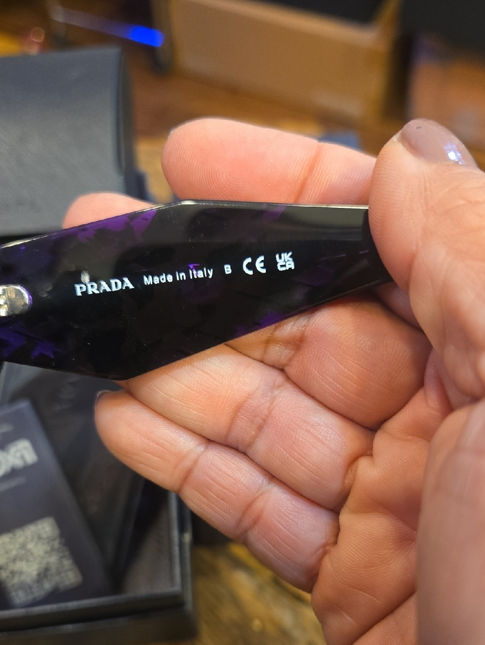 199 NWT - Prada PR 07YS 05V5S0 Cat Eye Acetate Abstract Purple Sunglasses - Picture 9 of 10